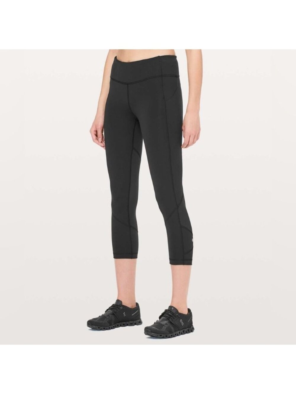 Lululemon Pace Rival Crop Medium Rise Stretch Leggings Black Size 6